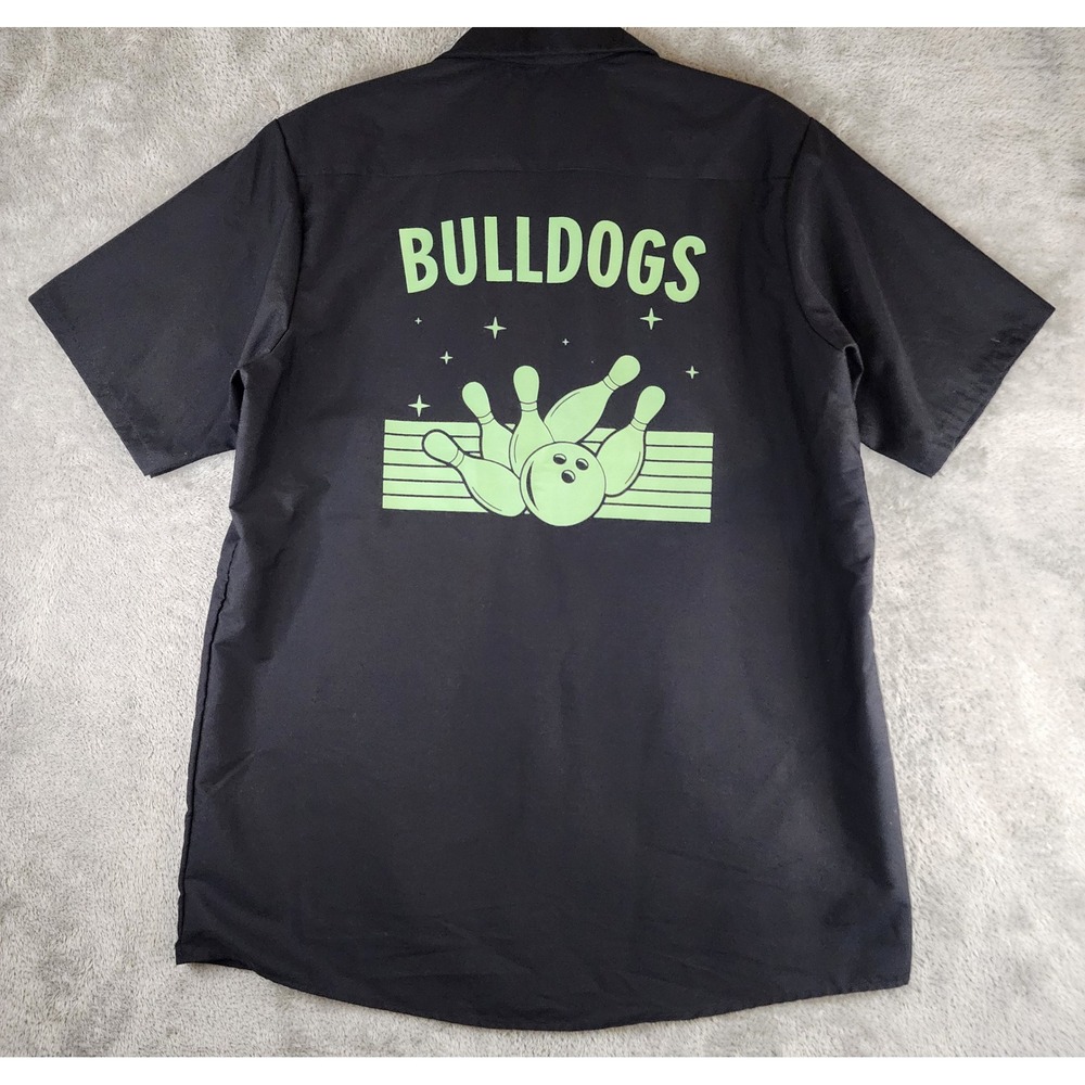Red Kap Shirt Mens Large Black Bulldogs Bowling Graphic Ortega Work Short Sleeve